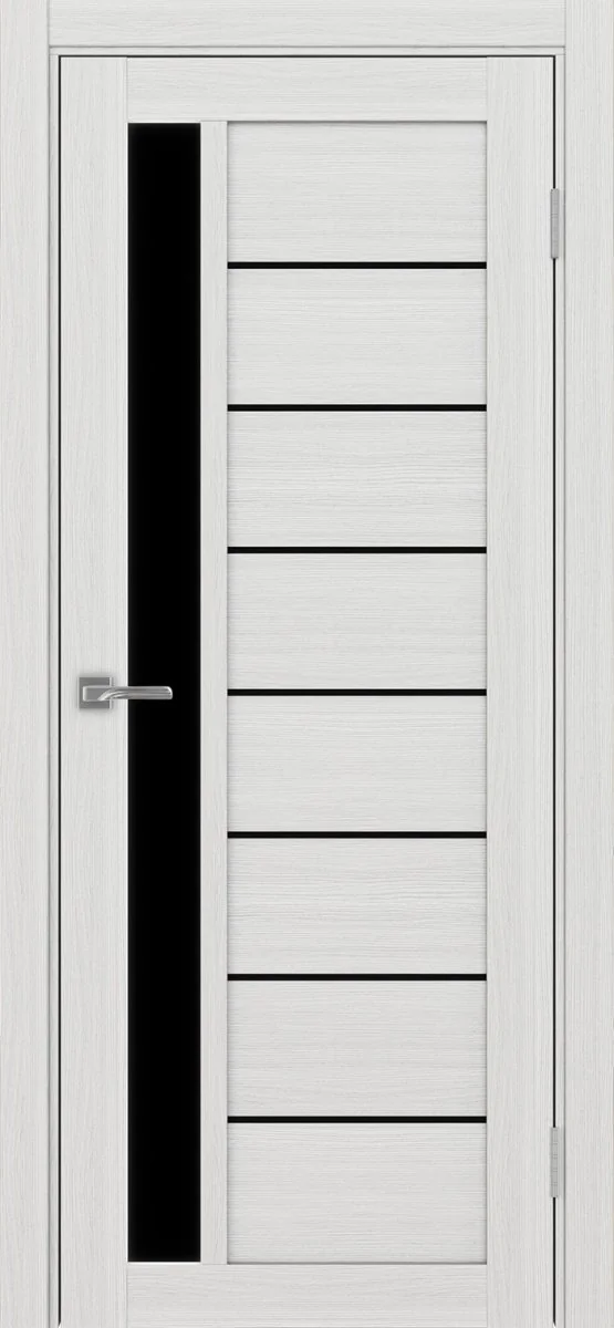 Дверь межкомнатная Турин 554АПП.21 - ясень серебристый, черное lacobel, алюм.чёрн.