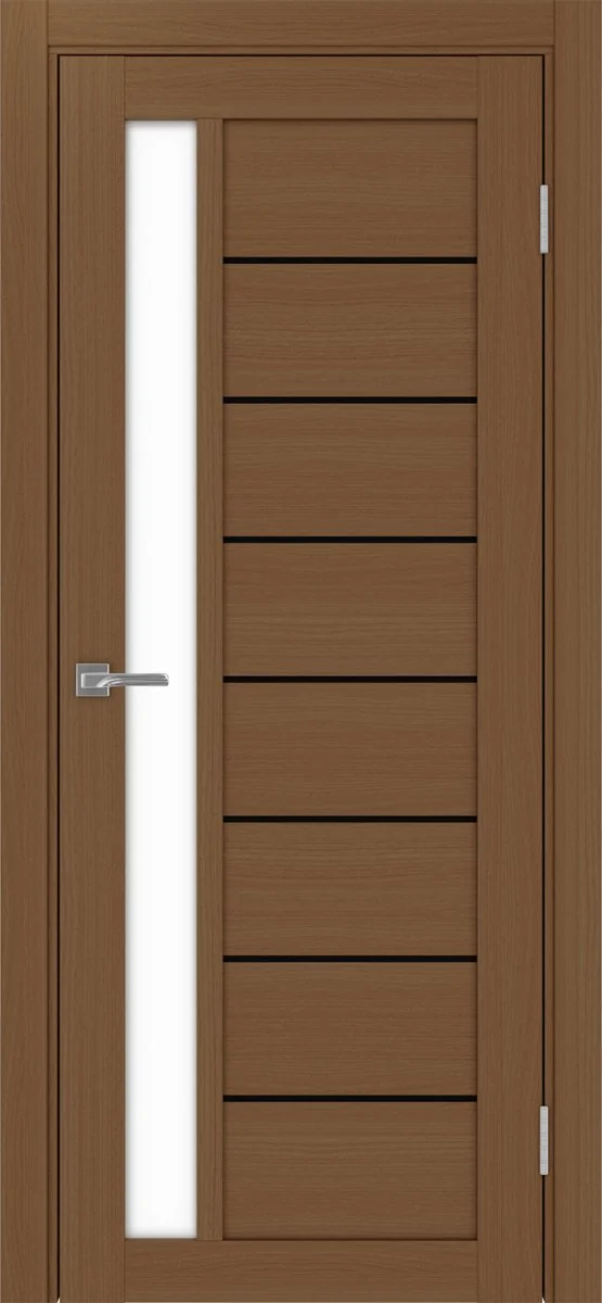 Дверь межкомнатная Турин 554АПП.21 - орех, белое lacobel, алюм.чёрн.