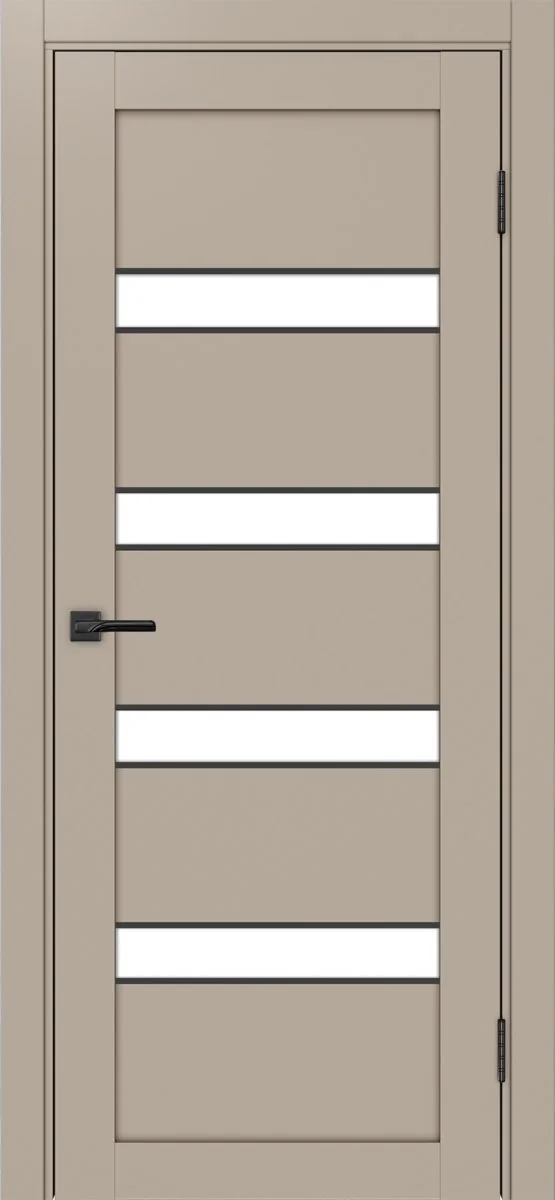 Дверь межкомнатная Турин 505AПC.12 - мокко, белое lacobel, алюм.чёрн.