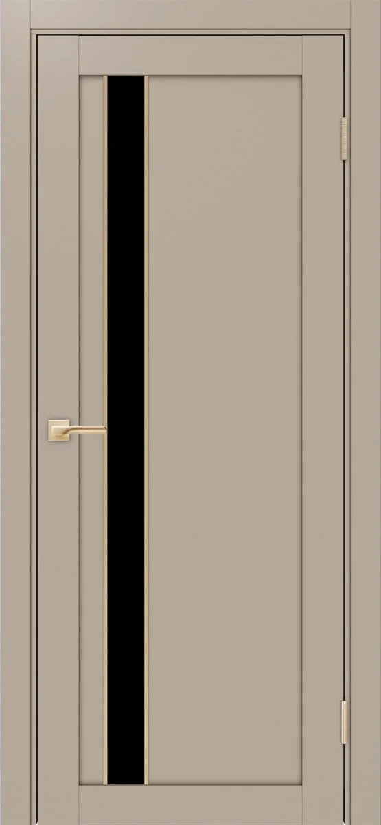 Дверь межкомнатная Турин 528AПП.121 - мокко, черное lacobel, алюм.золото