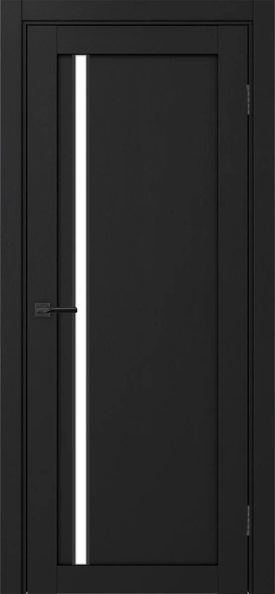 Дверь межкомнатная Турин 527АПС.121 - антрацит, белое lacobel, алюм.чёрн.