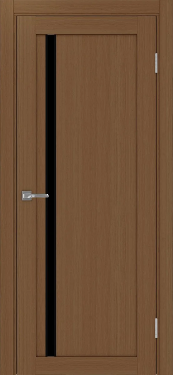 Дверь межкомнатная Турин 527АПС.121 - орех, черное lacobel, алюм.чёрн.