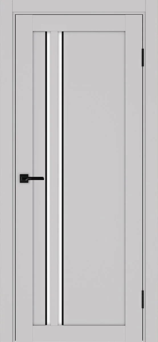 Дверь межкомнатная Турин 525АПС.121 - пепельный, белое lacobel, алюм.чёрн.