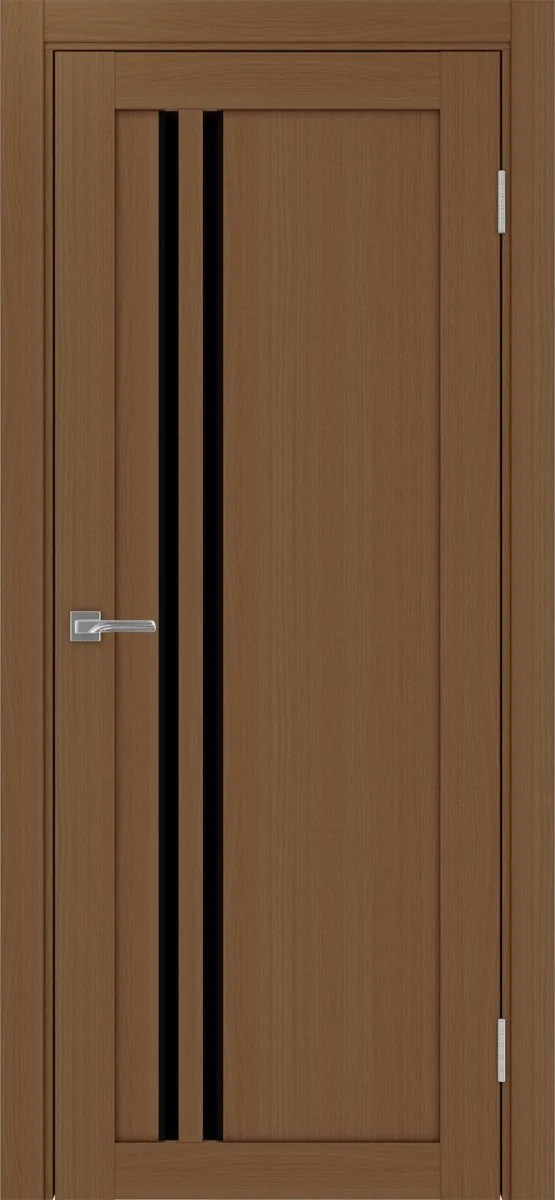 Дверь межкомнатная Турин 525АПС.121 - орех, черное lacobel, алюм.чёрн.