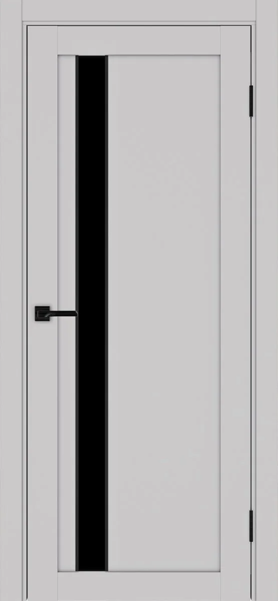 Дверь межкомнатная Турин 528AПП.121 - пепельный, черное lacobel, алюм.чёрн.