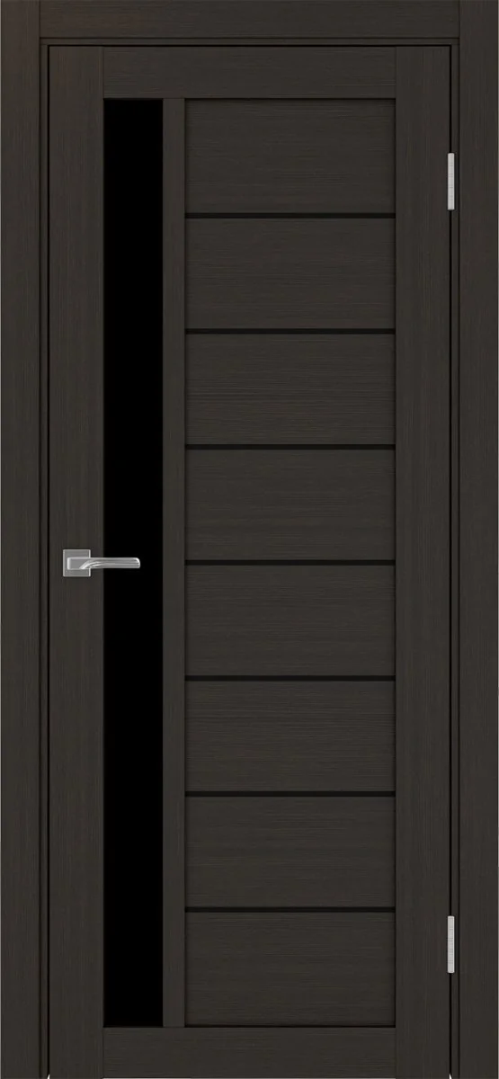 Дверь межкомнатная Турин 554АПП.21 - венге, черное lacobel, алюм.чёрн.