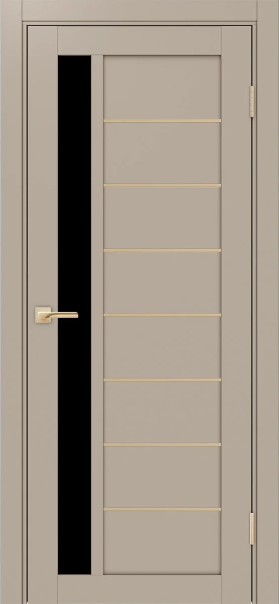 Дверь межкомнатная Турин 554АПП.21 - мокко, черное lacobel, алюм.золото