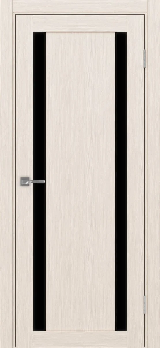 Дверь межкомнатная Турин 522AПП.212 - ясень перламутровый, черное lacobel, алюм.чёрн.