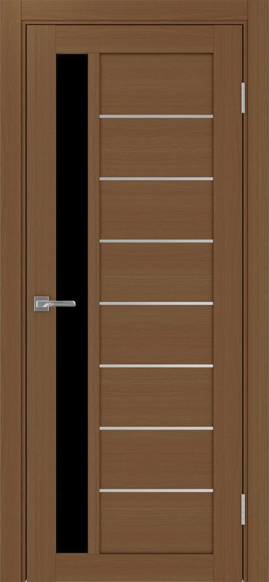 Дверь межкомнатная Турин 554АПП.21 - орех, черное lacobel, алюм.хром