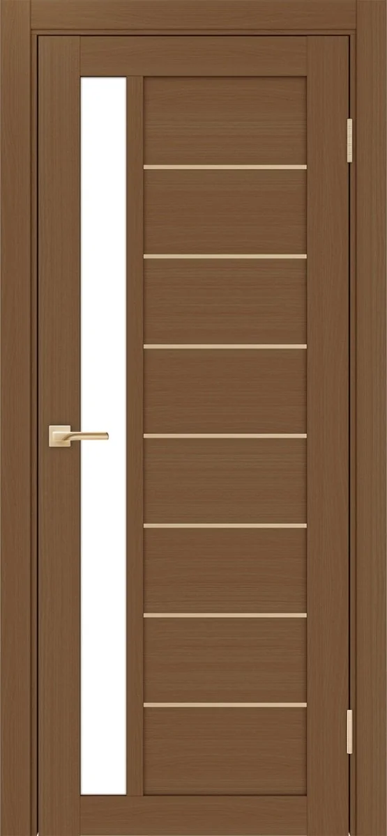Дверь межкомнатная Турин 554АПП.21 - орех, белое lacobel, алюм.золото