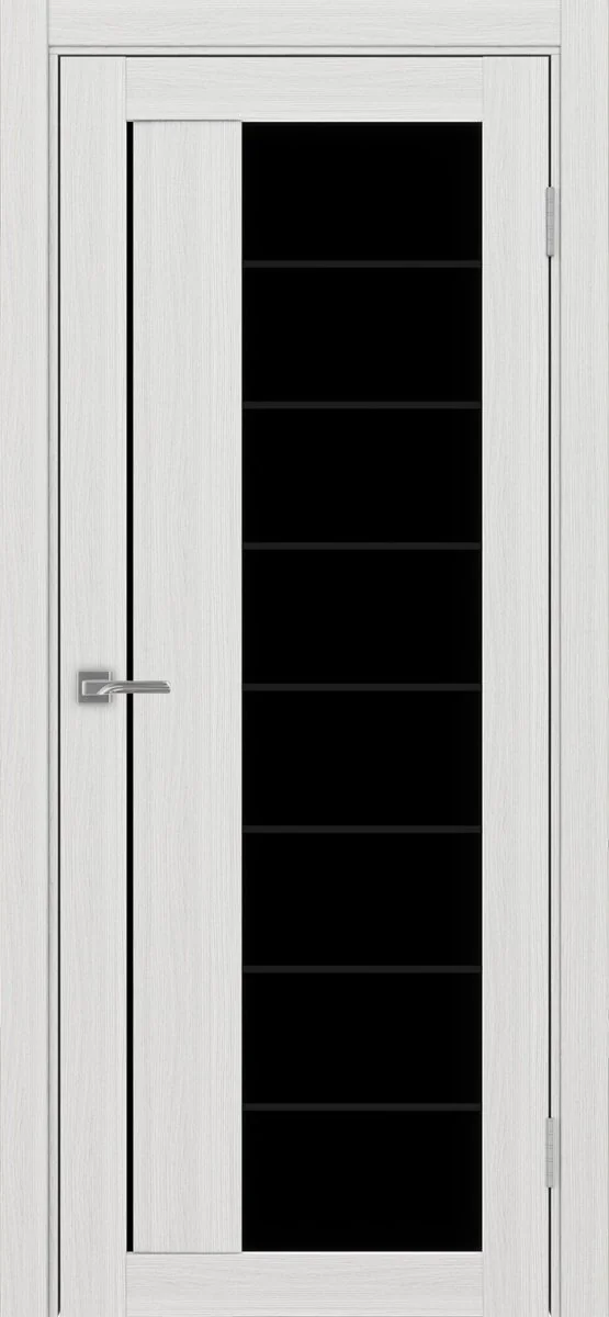 Дверь межкомнатная Турин 524АСС.22 - ясень серебристый, черное lacobel, алюм.чёрн.