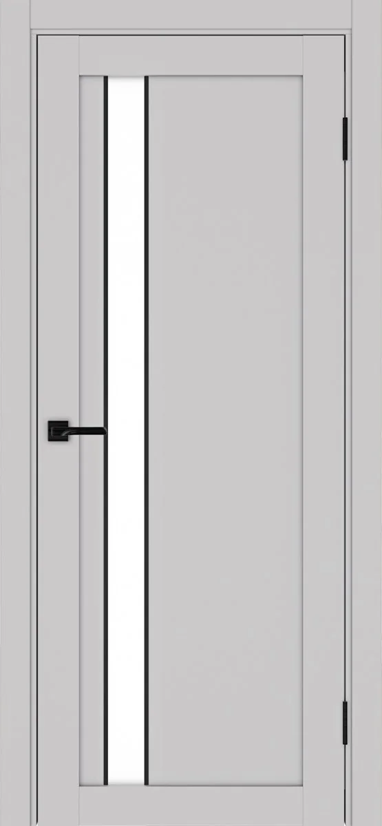 Дверь межкомнатная Турин 528AПП.121 - пепельный, белое lacobel, алюм.чёрн.