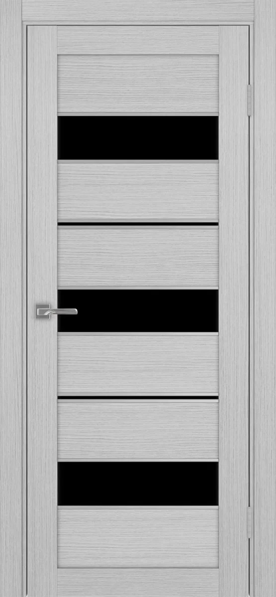 Дверь межкомнатная Турин 526АППmax.122 - дуб серый, черное lacobel, алюм.хром