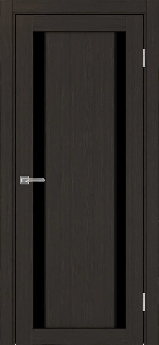 Дверь межкомнатная Турин 522AПП.212 - венге, черное lacobel, алюм.чёрн.
