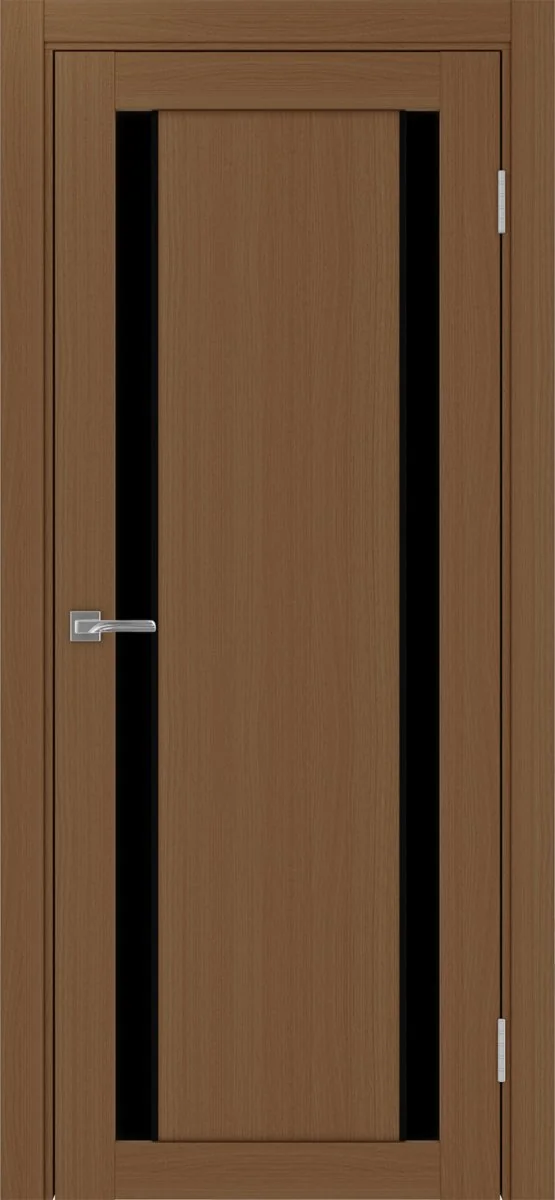Дверь межкомнатная Турин 522AПП.212 - орех, черное lacobel, алюм.чёрн.