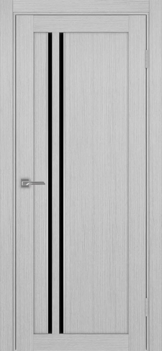 Дверь межкомнатная Турин 525АПС.121 - дуб серый, черное lacobel, алюм.хром