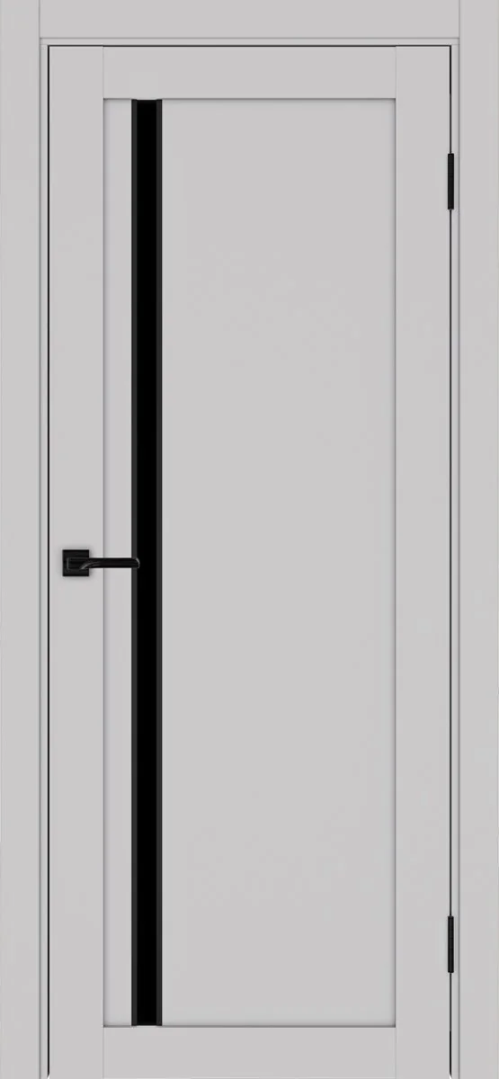 Дверь межкомнатная Турин 527АПС.121 - пепельный, черное lacobel, алюм.чёрн.