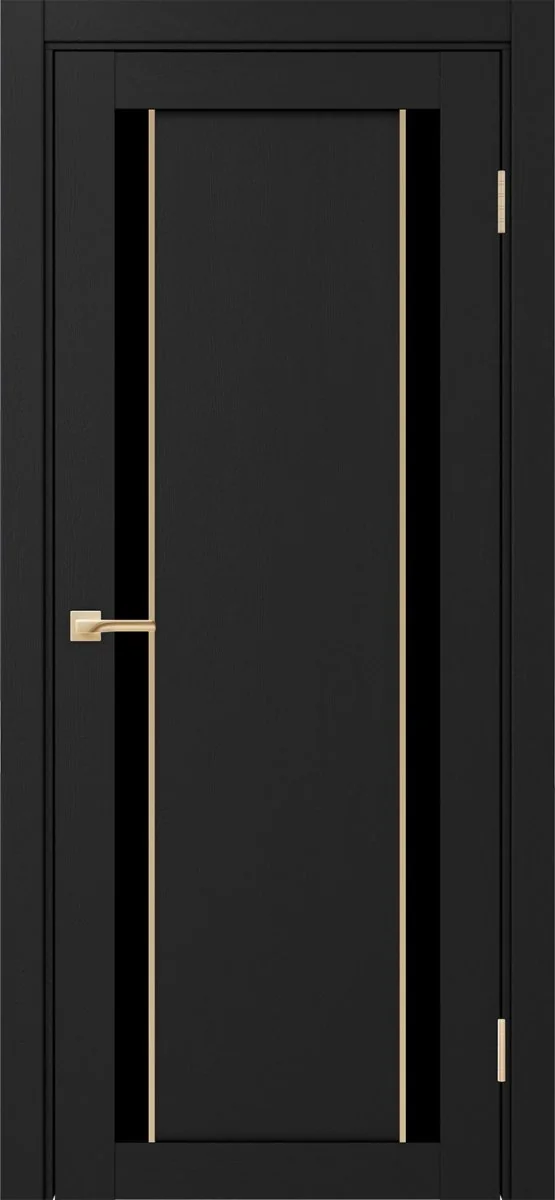 Дверь межкомнатная Турин 522AПП.212 - антрацит, черное lacobel, алюм.золото