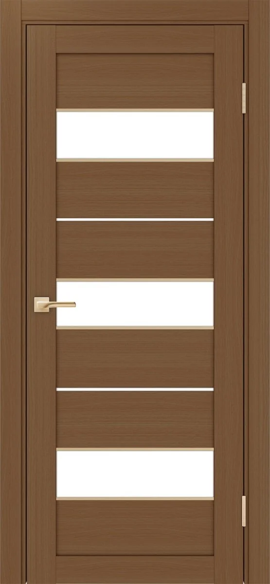 Дверь межкомнатная Турин 526АПС.122 - орех, белое lacobel, алюм.золото