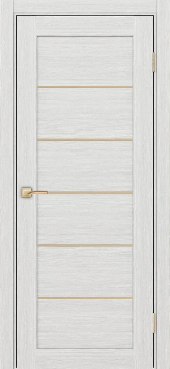 Дверь межкомнатная Парма 401АПП.1 - ясень серебристый, щит мдф, алюм.золото