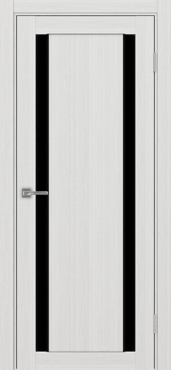 Дверь межкомнатная Турин 522AПП.212 - ясень серебристый, черное lacobel, алюм.чёрн.