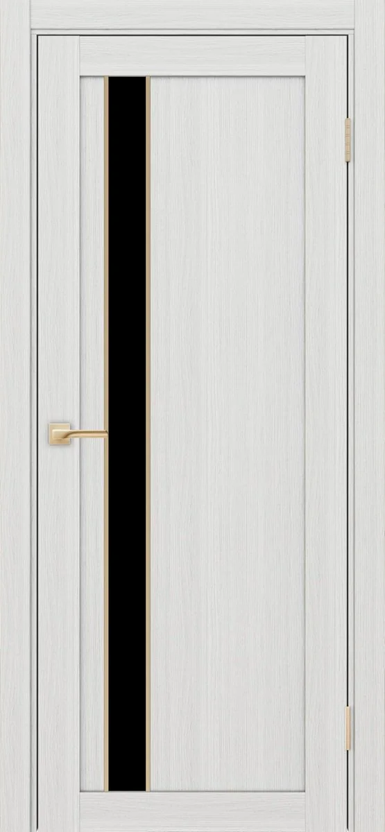 Дверь межкомнатная Турин 528AПП.121 - ясень серебристый, черное lacobel, алюм.золото