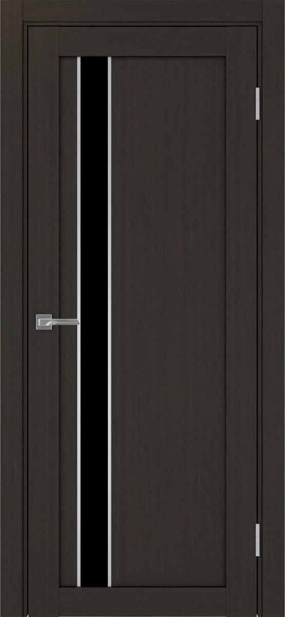 Дверь межкомнатная Турин 528AПП.121 - венге, черное lacobel, алюм.хром