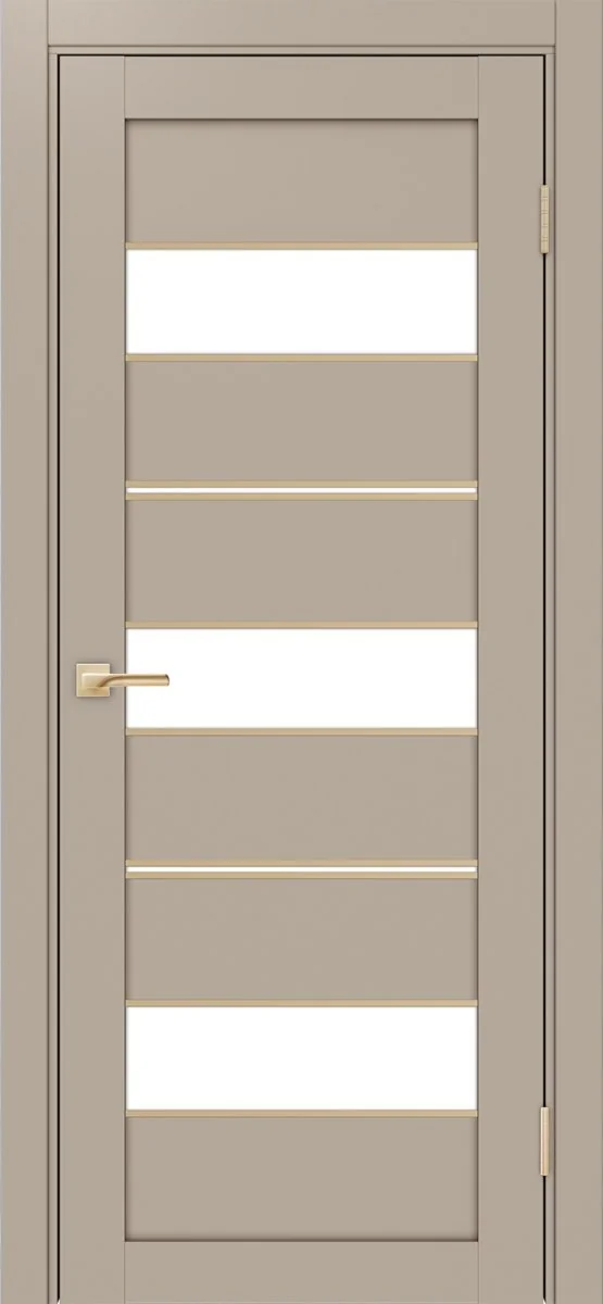 Дверь межкомнатная Турин 526АППmax.122 - мокко, белое lacobel, алюм.золото