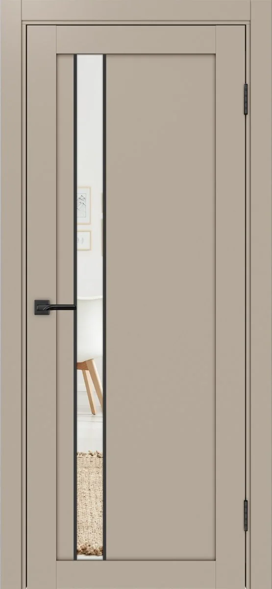 Дверь межкомнатная Турин 528AПП.121 - мокко, зеркало/зеркало, алюм.чёрн.