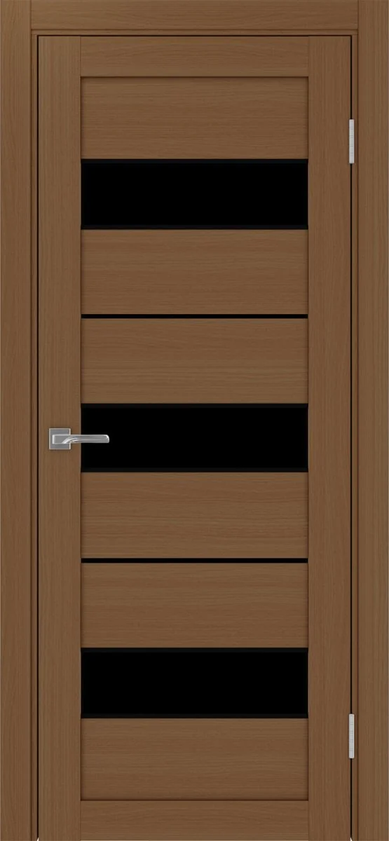 Дверь межкомнатная Турин 526АПП.122 - орех, черное lacobel, алюм.чёрн.