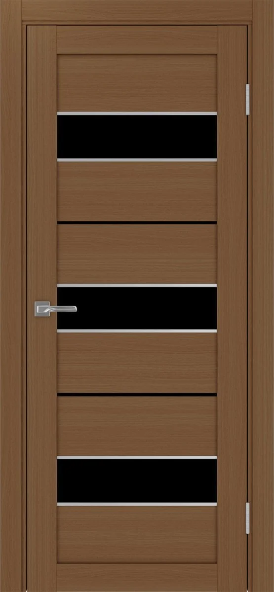 Дверь межкомнатная Турин 526АПП.122 - орех, черное lacobel, алюм.хром