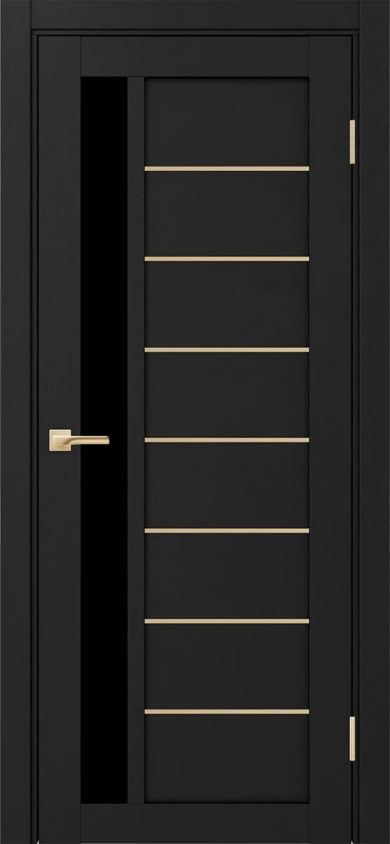 Дверь межкомнатная Турин 554АПП.21 - антрацит, черное lacobel, алюм.золото