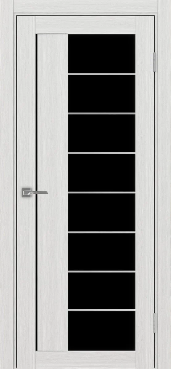 Дверь межкомнатная Турин 524АСС.22 - ясень серебристый, черное lacobel, алюм.хром