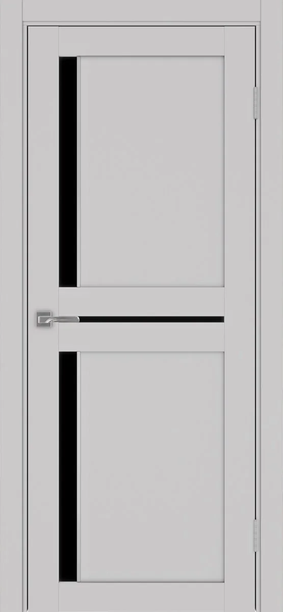Дверь межкомнатная Турин 523АПП.221 - пепельный, черное lacobel, алюм.хром