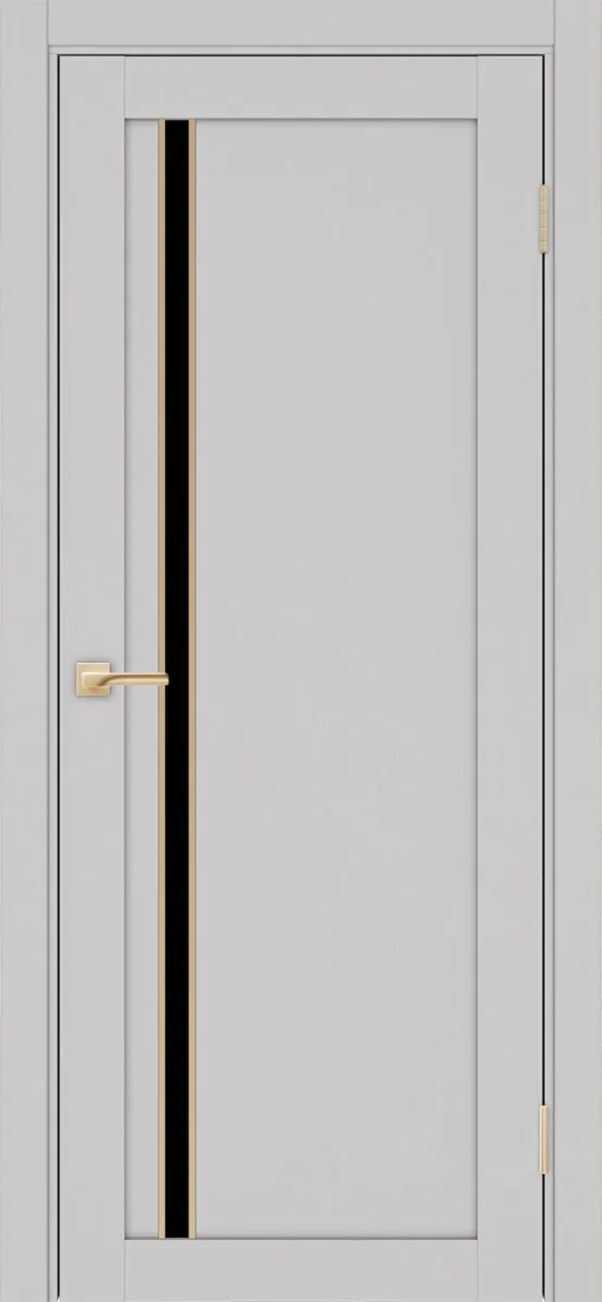 Дверь межкомнатная Турин 527АПС.121 - пепельный, черное lacobel, алюм.золото