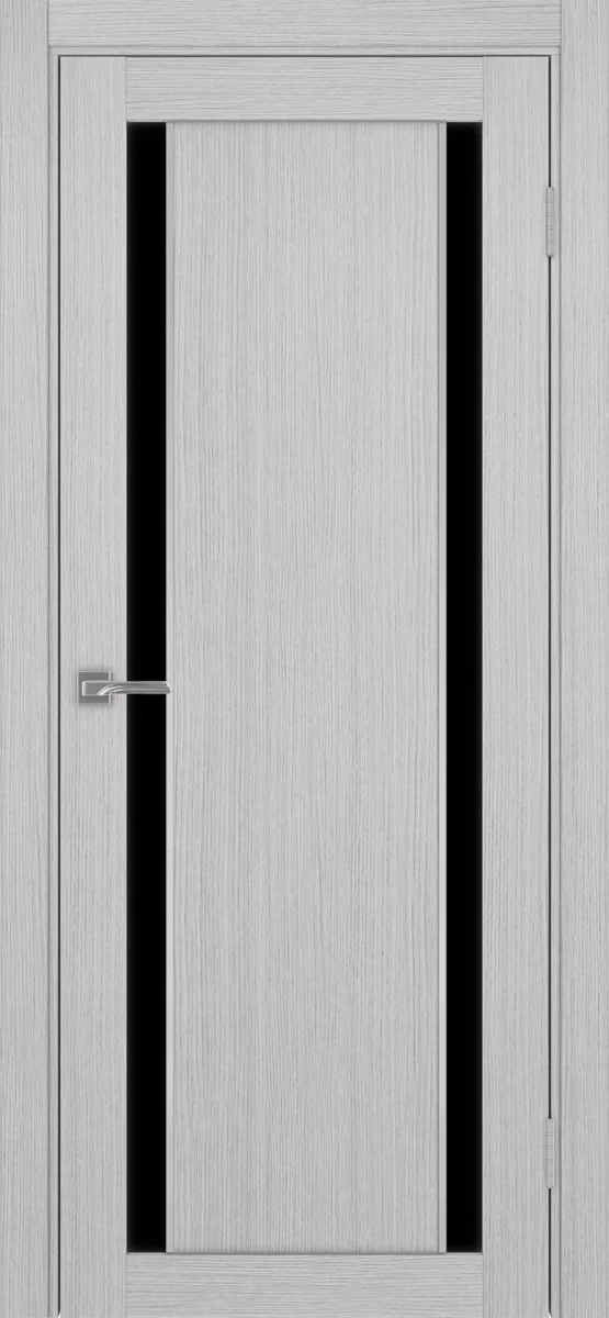 Дверь межкомнатная Турин 522AПП.212 - дуб серый, черное lacobel, алюм.хром