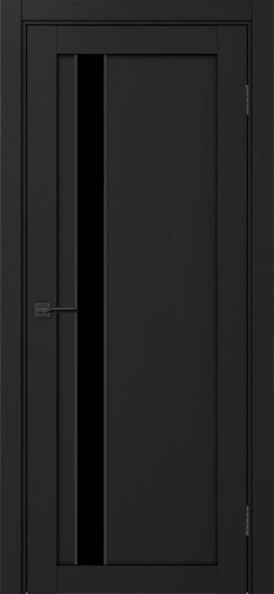 Дверь межкомнатная Турин 528AПП.121 - антрацит, черное lacobel, алюм.чёрн.