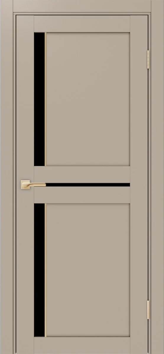 Дверь межкомнатная Турин 523АПП.221 - мокко, черное lacobel, алюм.золото