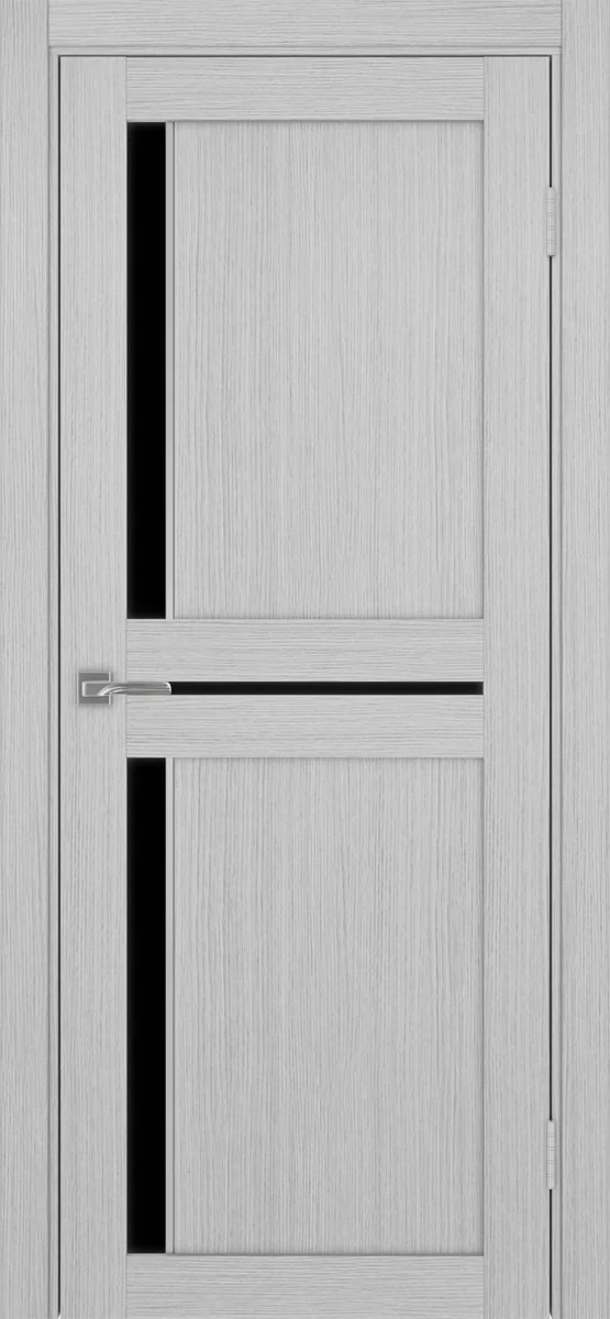 Дверь межкомнатная Турин 523АПП.221 - дуб серый, черное lacobel, алюм.хром
