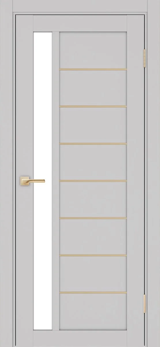 Дверь межкомнатная Турин 554АПП.21 - пепельный, белое lacobel, алюм.золото