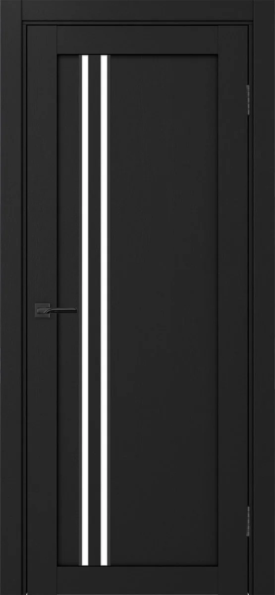 Дверь межкомнатная Турин 525АПС.121 - антрацит, белое lacobel, алюм.чёрн.