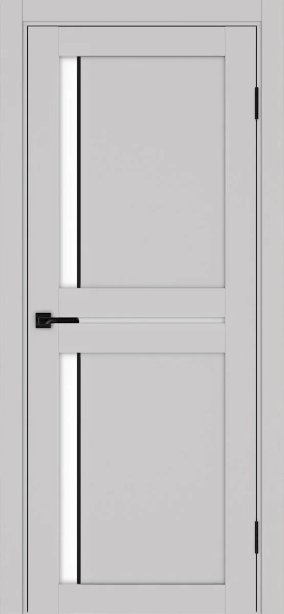 Дверь межкомнатная Турин 523АПП.221 - пепельный, белое lacobel, алюм.чёрн.