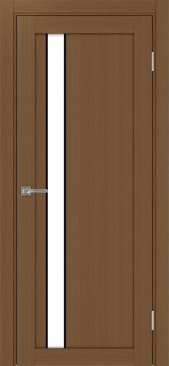 Дверь межкомнатная Турин 528AПП.121 - орех, белое lacobel, алюм.чёрн.