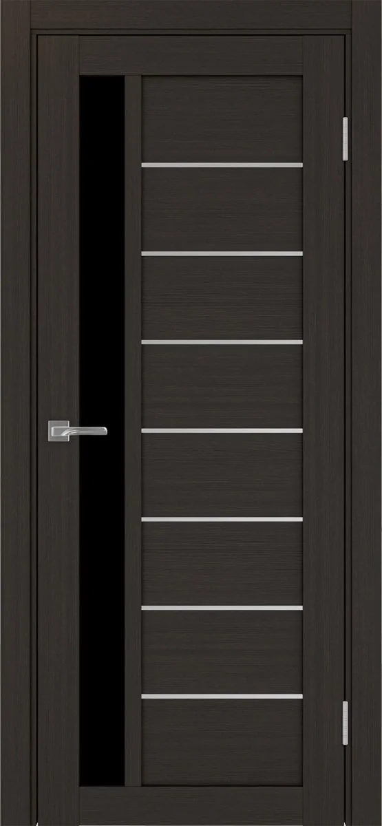 Дверь межкомнатная Турин 554АПП.21 - венге, черное lacobel, алюм.хром