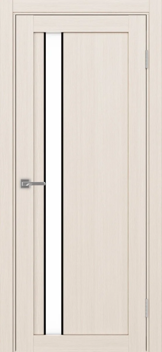 Дверь межкомнатная Турин 528AПП.121 - ясень перламутровый, белое lacobel, алюм.чёрн.