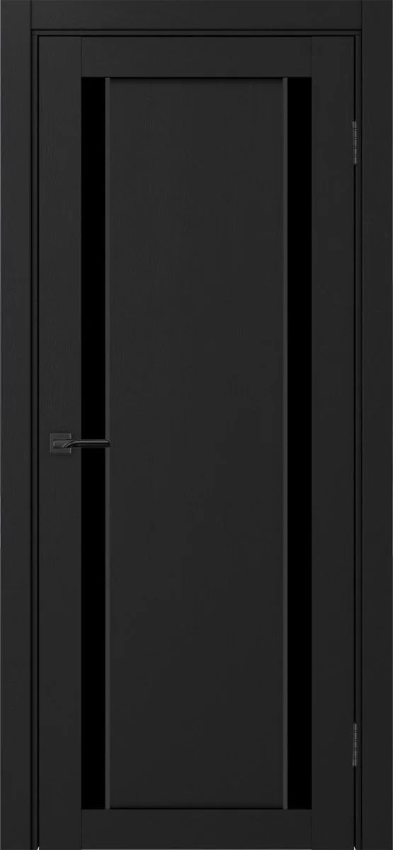 Дверь межкомнатная Турин 522AПП.212 - антрацит, черное lacobel, алюм.чёрн.