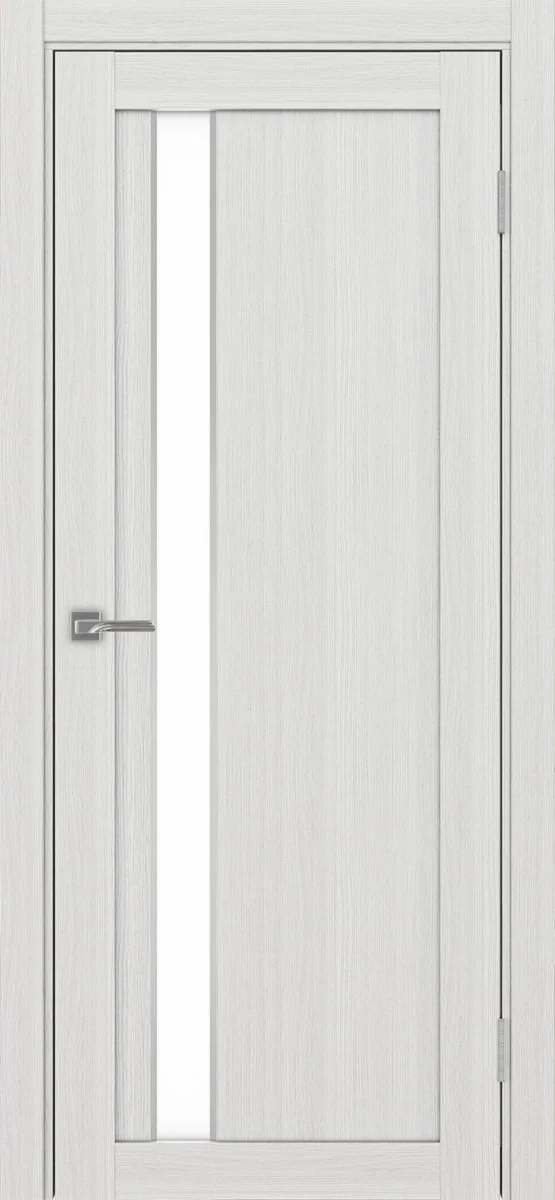 Дверь межкомнатная Турин 528AПП.121 - ясень серебристый, белое lacobel, алюм.хром