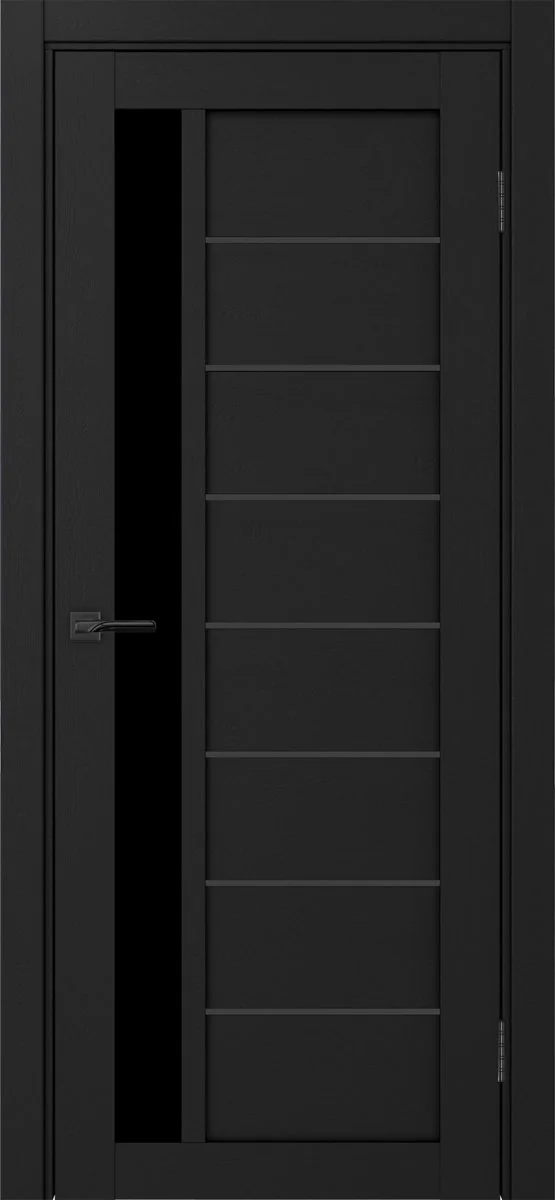 Дверь межкомнатная Турин 554АПП.21 - антрацит, черное lacobel, алюм.чёрн.