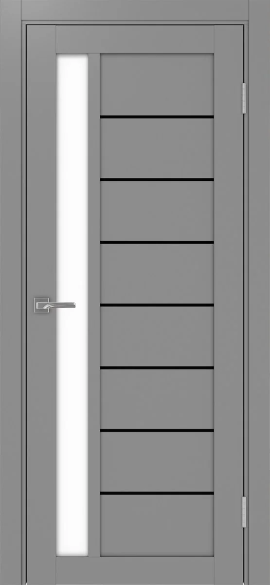 Дверь межкомнатная Турин 554АПП.21 - серый, белое lacobel, алюм.чёрн.
