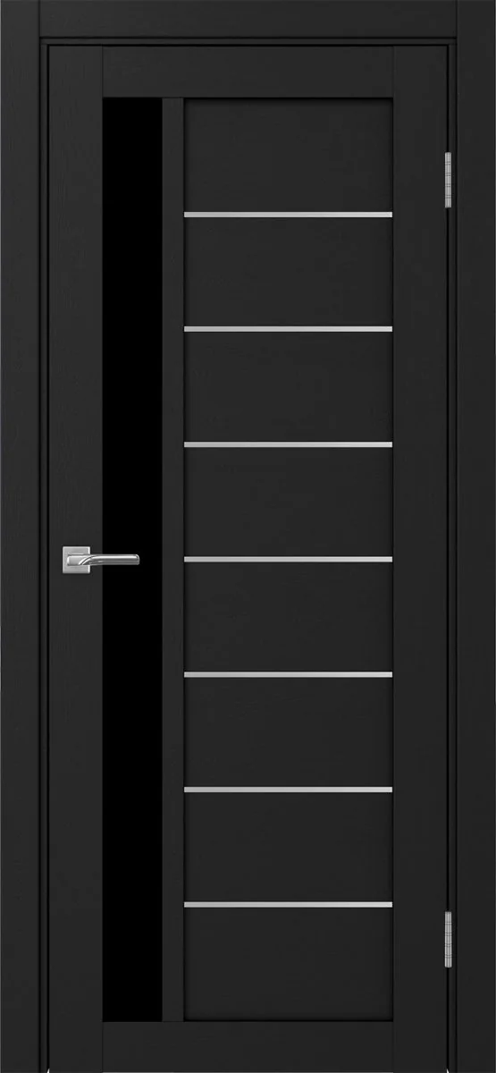 Дверь межкомнатная Турин 554АПП.21 - антрацит, черное lacobel, алюм.хром